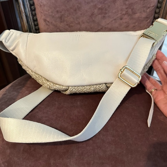 Aimee Kestenberg Cabo leather Chalk  and  raffia Sling bag - Picture 2 of 7